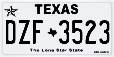 TX license plate DZF3523