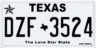TX license plate DZF3524
