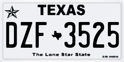 TX license plate DZF3525