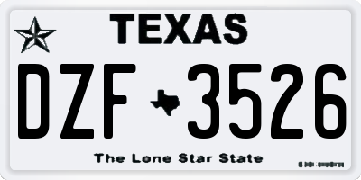 TX license plate DZF3526
