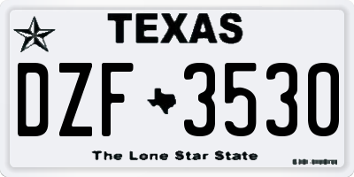 TX license plate DZF3530