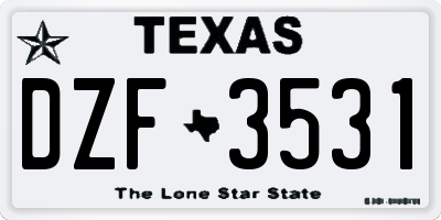 TX license plate DZF3531