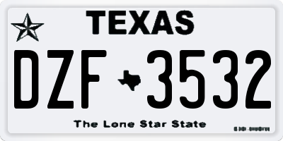 TX license plate DZF3532