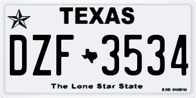 TX license plate DZF3534