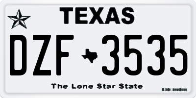 TX license plate DZF3535