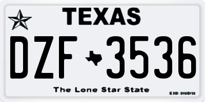 TX license plate DZF3536