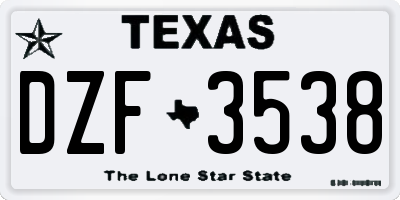 TX license plate DZF3538