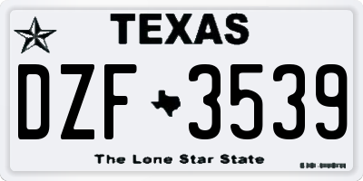 TX license plate DZF3539