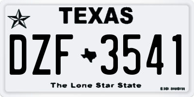 TX license plate DZF3541