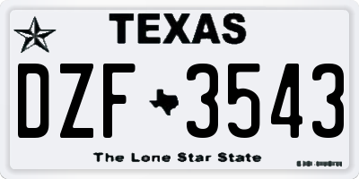 TX license plate DZF3543