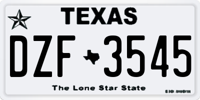 TX license plate DZF3545