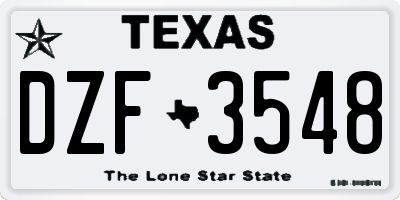 TX license plate DZF3548