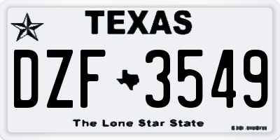 TX license plate DZF3549