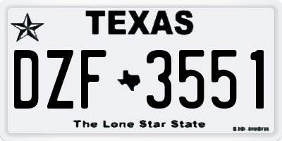 TX license plate DZF3551
