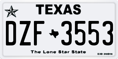TX license plate DZF3553