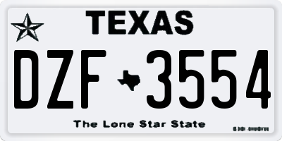 TX license plate DZF3554
