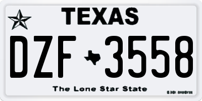 TX license plate DZF3558