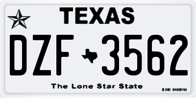 TX license plate DZF3562