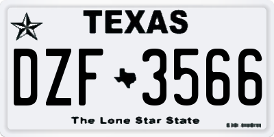 TX license plate DZF3566