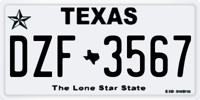 TX license plate DZF3567