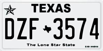 TX license plate DZF3574