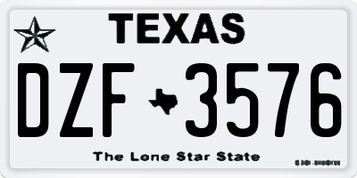 TX license plate DZF3576