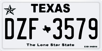 TX license plate DZF3579