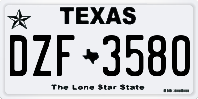 TX license plate DZF3580