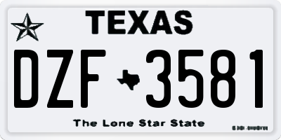 TX license plate DZF3581