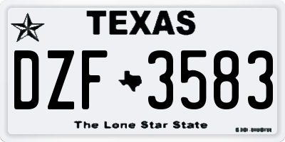 TX license plate DZF3583