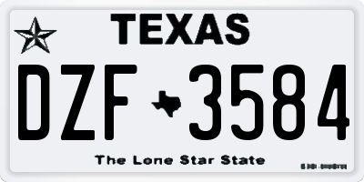 TX license plate DZF3584