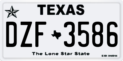 TX license plate DZF3586