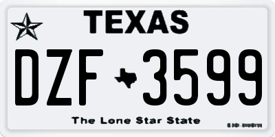 TX license plate DZF3599