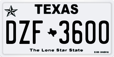 TX license plate DZF3600