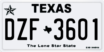 TX license plate DZF3601