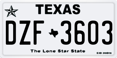 TX license plate DZF3603