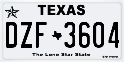 TX license plate DZF3604