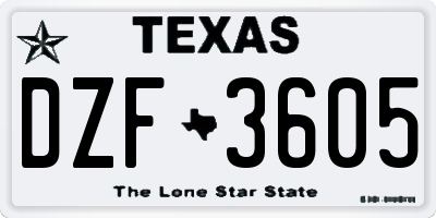 TX license plate DZF3605