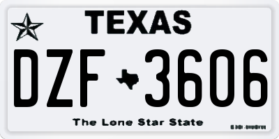 TX license plate DZF3606