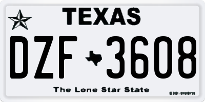 TX license plate DZF3608