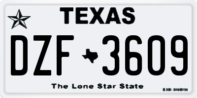 TX license plate DZF3609