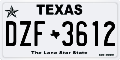 TX license plate DZF3612