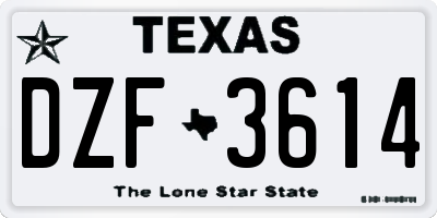 TX license plate DZF3614