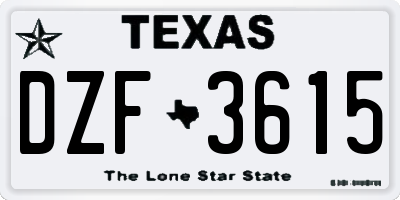 TX license plate DZF3615