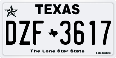 TX license plate DZF3617