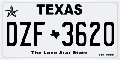 TX license plate DZF3620