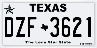 TX license plate DZF3621