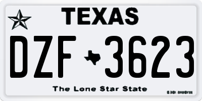 TX license plate DZF3623