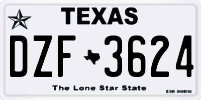 TX license plate DZF3624