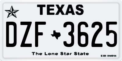 TX license plate DZF3625
